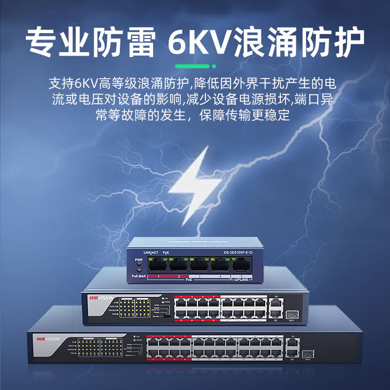 Hikvision (HIKVISION) Hikvision poe switch 4 ports 5 ports 8 ports 16 ports 24 ports 100M Gigabit national standard 48V monitoring dedicated network 5 network port plastic case only data transmission