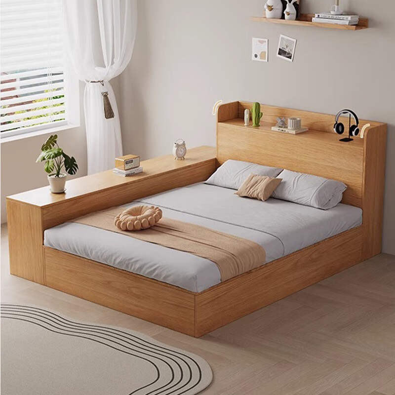 Qiuye Zhuifeng solid wood bed double bed tatami children's low bed floor-standing partition bed twins do not interfere with each other bedroom second child bed twin bed + locker 215*212cm including installation