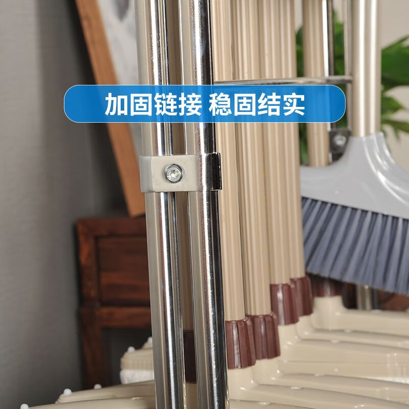 Mopeng mop rack floor-standing stainless steel removable commercial storage mop sweep cleaning tool storage 5 hangers 6 hooks basic model