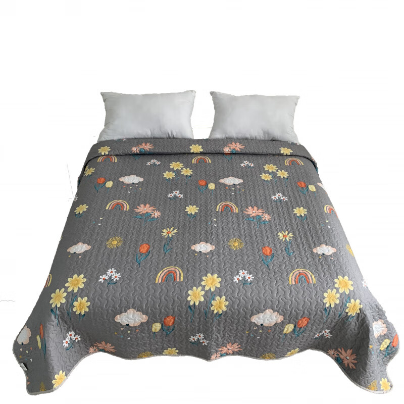 RSRDDY bed cover single piece double-sided quilted thick sheet large size kang bed mat quilt tatami student dormitory quilted pink blue full of love 180*220