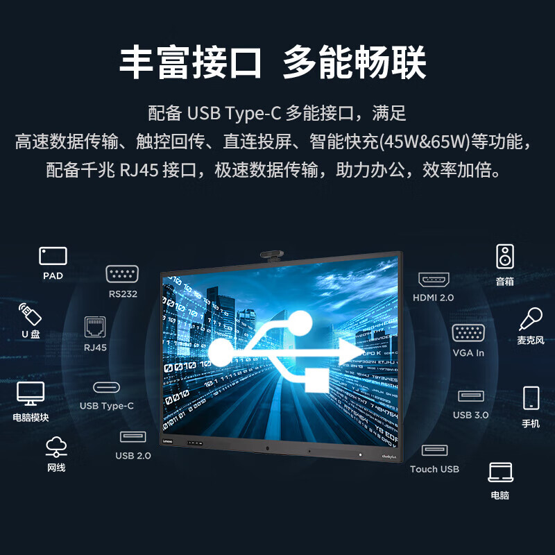 Lenovo conference tablet all-in-one 55/65/86-inch touch screen smart electronic whiteboard video conferencing TV multimedia teaching training office display large screen S55+Gen3 + screen projector + stand + Win10 module