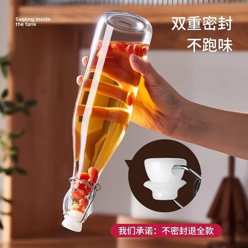 Chuge glass wine bottle, empty bottle, sealed wine bottle, food-grade liquor storage, divided wine storage container, one pound, thickened 1500ml*1, three pounds - free funnel, transparent