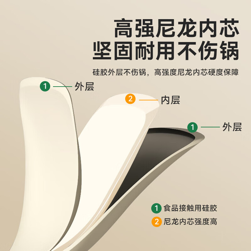 Temeiju silicone spatula food grade wooden handle spatula cooking spatula high temperature resistant household non-stick pan frying pan milky white