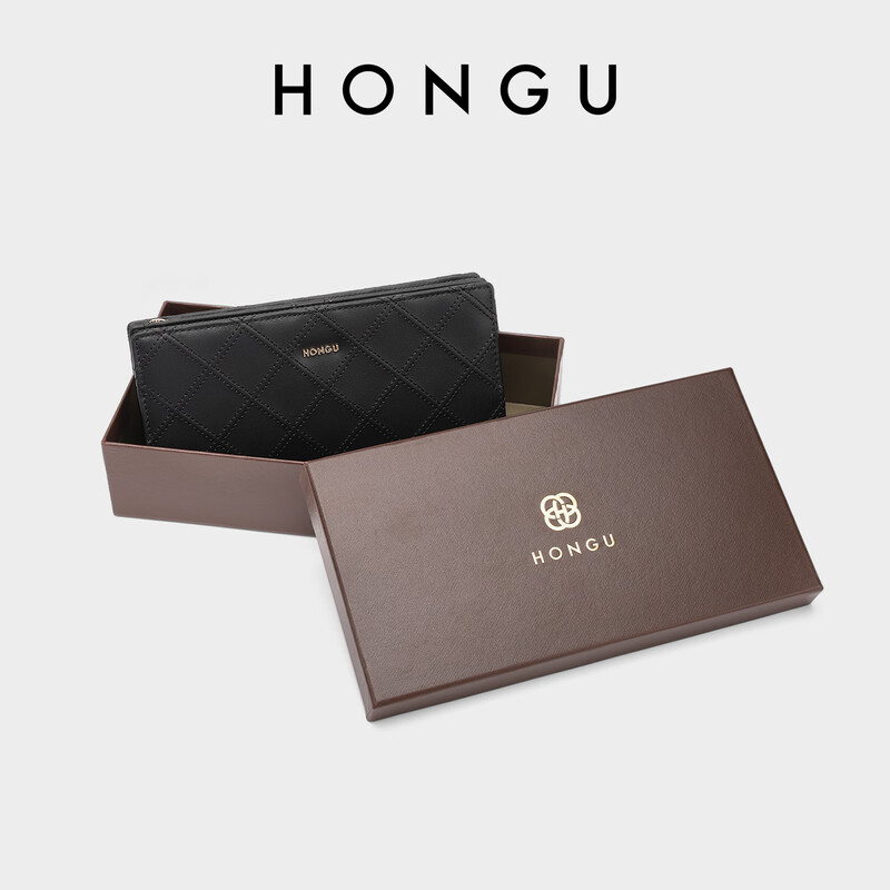 Honggu Bags Women's Wallet New Cowhide Long Wallet Multiple Card Slots Large Note Wallet New Year's Gift Off-White