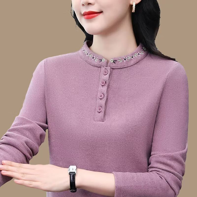Woodpecker (TUCANO) double-sided German velvet bottoming shirt for women in winter, middle-aged mothers, half-high collar, warm and velvet, thickened, modern brushed mid-collar, pink, double-sided German velvet M, recommended 80-100 pounds