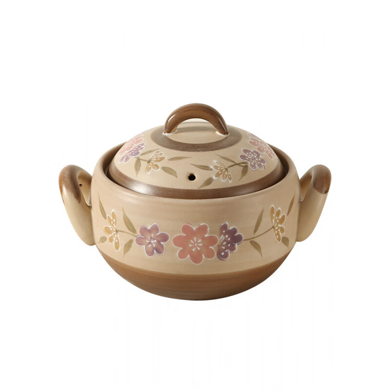 Caiguan Japanese-style Jinwuyaki ceramic casserole soup pot suitable for 2-3 people long and soup pot-brown 2500ml