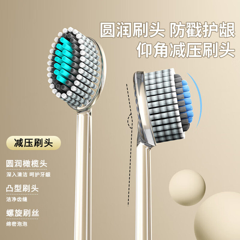 Colonia 4 light luxury mountain-shaped toothbrushes olive head spiral elastic soft bristles high-end gum protection adult household