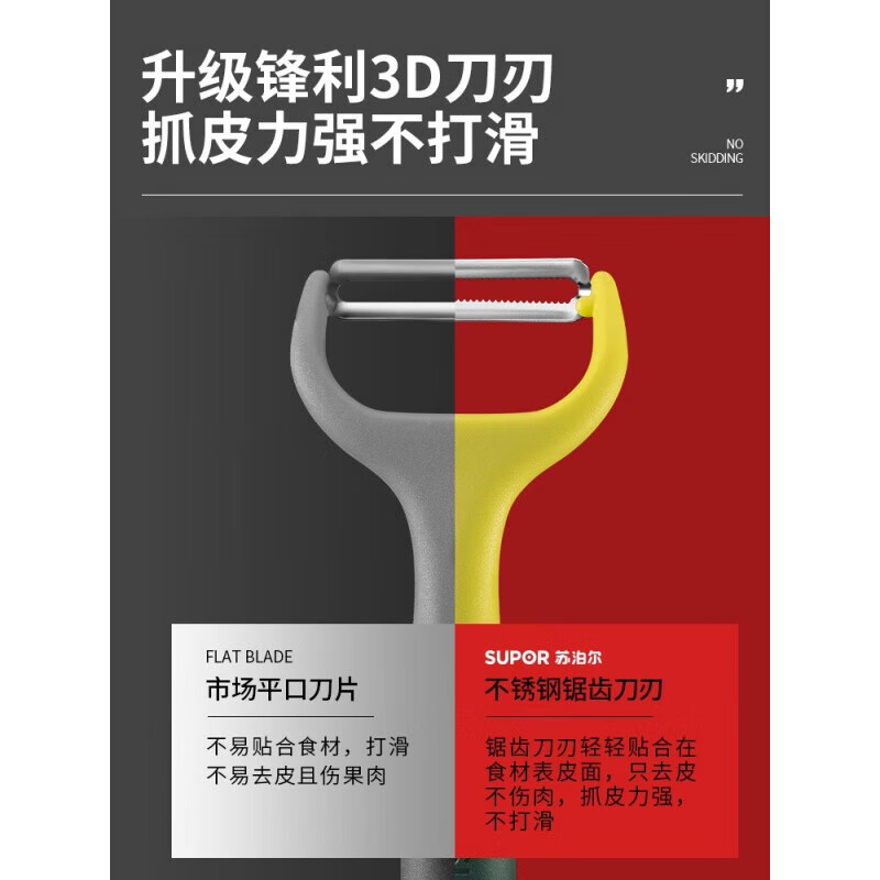 SUPOR paring knife, kitchen household multifunctional peeling knife, potato peeling tool, fruit knife, peeling knife, melon planer, sharp horizontal paring knife (serrated version)