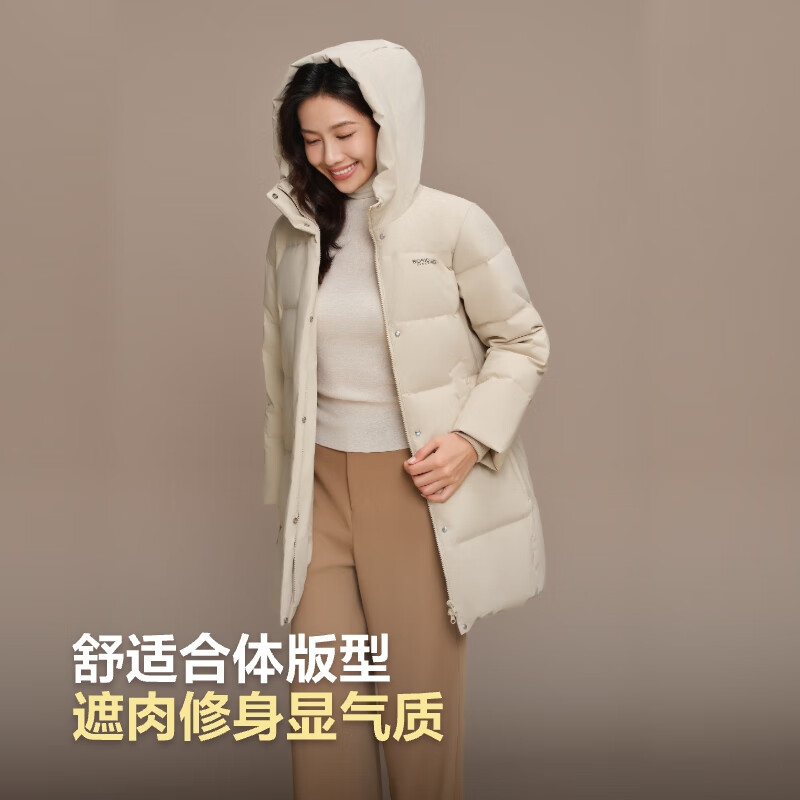 Bosideng 25-year-old down jacket for women winter 90 velvet thickened hooded loose mid-length versatile New Year red jacket