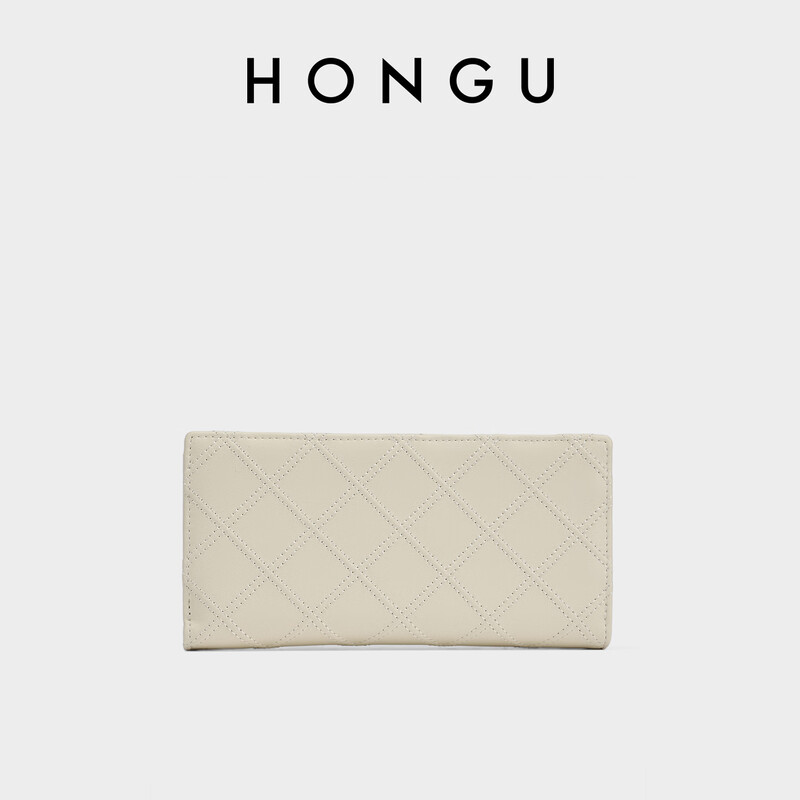 Honggu Bags Women's Wallet New Cowhide Long Wallet Multiple Card Slots Large Note Wallet New Year's Gift Off-White