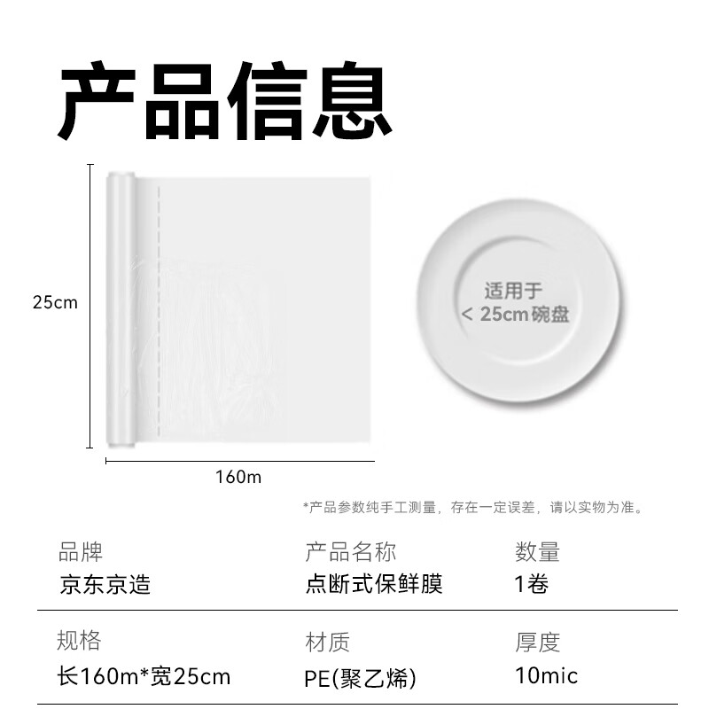 Made in Tokyo, cling film, food-grade point-break type, high temperature resistance, 640 times per roll, exclusive for small plates, 25cmx160m