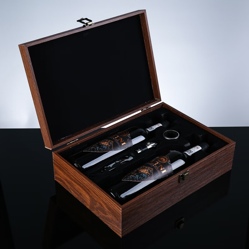Fat Donglai same style red wine packaging box empty box wooden box red wine packaging gift box empty box high-end red wine box red wine box wooden brown (single wine box) including wine utensils