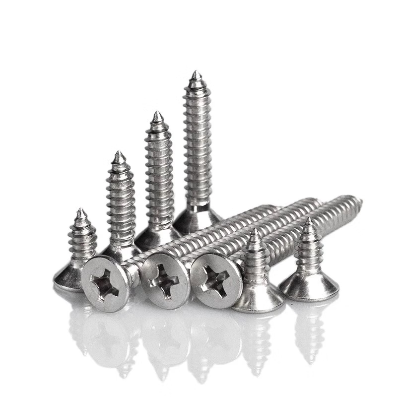 Tianli 304 stainless steel self-tapping screws, cross countersunk head flat head screws, extended KA wood screws