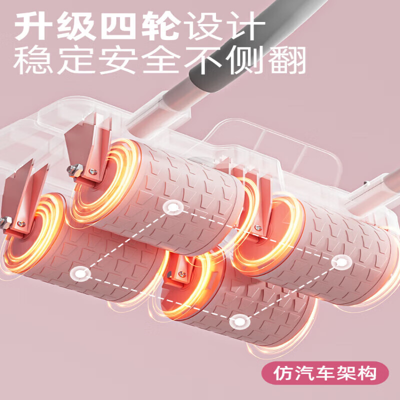 DEATKN Germany's 2025 new four-wheel abdominal fitness wheel fully automatic rebound home vest line curling abdominal muscle fitness equipment 4-piece set four-wheel abdominal fitness wheel - Monet powder + abdominal fitness wheel special pad