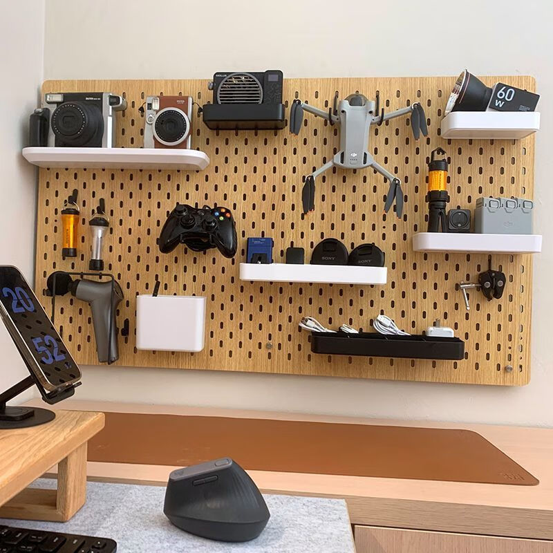 Chaosihui desktop storage hole board accessories table rack white universal IKEA hook rack kitchen punch-free hook A black