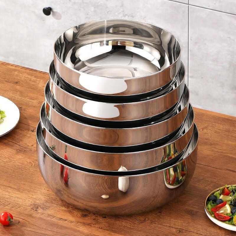 Hongzhijing selects German quality 316 stainless steel and deep kneading basin for home kitchen to beat eggs, wash vegetables and make noodles, 24cm deep and thickened medical grade 316 kneading basin