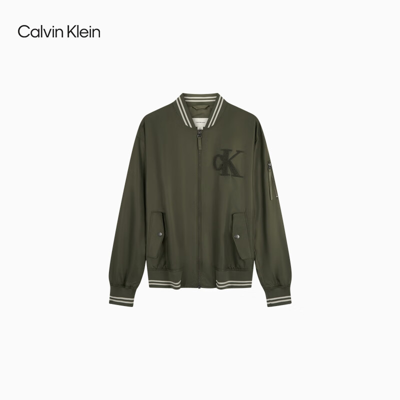 Calvin KleinJeans spring and autumn men's retro trendy American college style ck suede letter baseball uniform single jacket