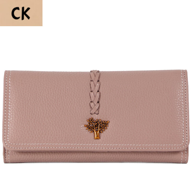 CHLING KAYAN small ck women's bag 2025 new Korean version trendy genuine leather two-fold women's wallet folding first-layer cowhide wallet black