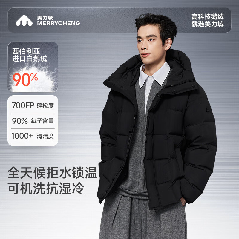 Meili City Luzhuo Same Style Down Jacket Men's Thickened Warm Versatile Goose Down Top Jacket 009 Obsidian Black XL