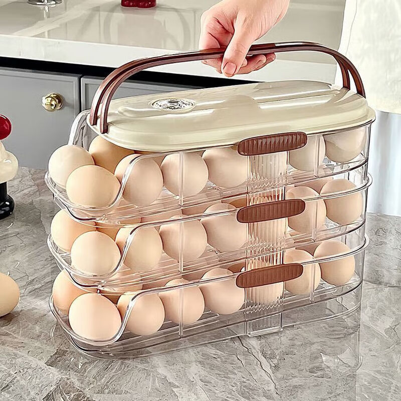 Tanbeiman egg storage box household refrigerator crisper egg storage special side door food grade multi-layer storage box artifact double row - single layer portable design