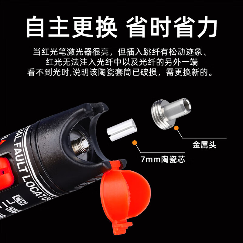 Fiber optic red light pen accessories optical power meter accessories red light test pen accessories ceramic ferrule ceramic core 7mm universal