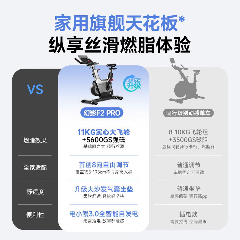 YPOO Spinning Bike National Standard Drafter Home Intelligent Spontaneous Electromagnetic Control Silent Exercise Bike Phantom F2 PRO Professional Edition - True 11KG Flywheel/8-way Free Adjustment