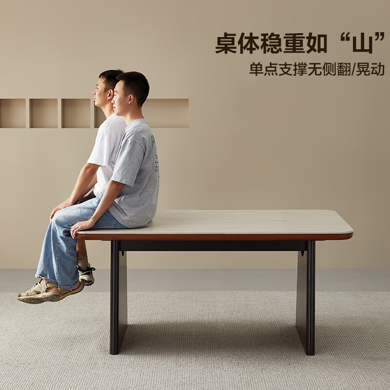 Quanyou Furniture Medieval style slate dining table and chair combination guest restaurant rectangular table small apartment high-end dining table