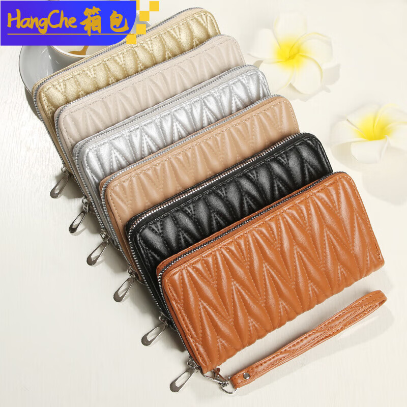 Ye Yu cross-border new 2025 wallet women's long embroidery mobile phone bag wallet multi-card slot card bag large capacity clutch bag trendy gold
