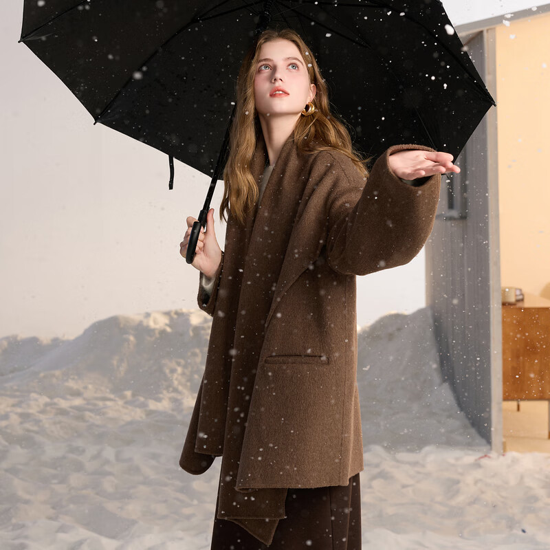 Tricolor 100 sheep wool 2025 winter new double-sided woolen coat scarf woolen jacket S