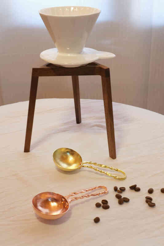 Shuangshan (SHIMOYAMA) handmade brass coffee spoon, copper coffee bean spoon, dessert spoon, brass tea spoon, measuring spoon, household creative copper spoon, brass spoon