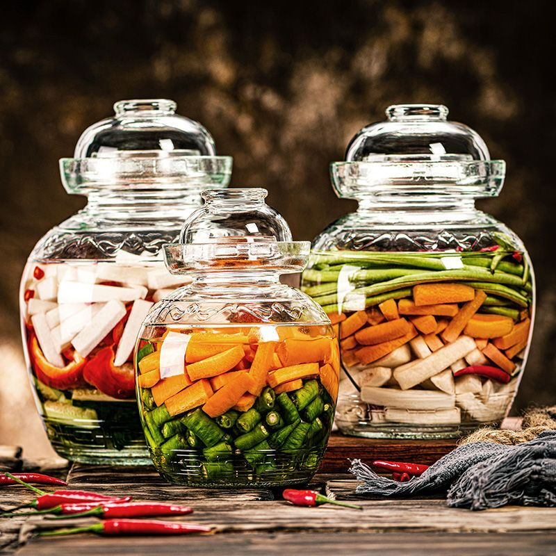 AIFENGGE pickle jar household glass thickened pickle jar pickle jar large with lid sealed Sichuan pickle pickle jar 13 catties thickened new style