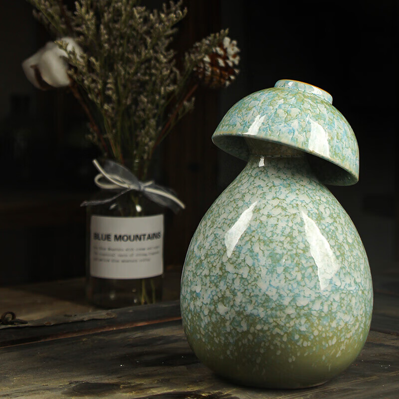 He Jiagong ancient ceramic wine jar household Chinese style sealed 1 jin half jin wine jug empty wine bottle wine glass wine set light pink one pot and one cup (one jin)