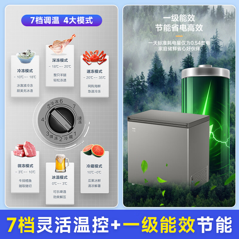 Haier Small Freezer Series 100/143/201/228/245/253L Single Temperature Household Freezer Cryogenic Quick Freezing and Frost Reduction