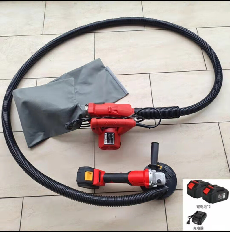 OUOETY angle grinder dust cover grinder cutting cover electric grinding protective dust cover stone concrete 100 cover + vacuum cleaner + rechargeable angle grinder (dual battery)