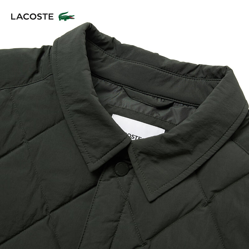 LACOSTE French crocodile men's 25 autumn and winter new shirt collar quilted goose down jacket | BH2540 L7A/brown green M 50