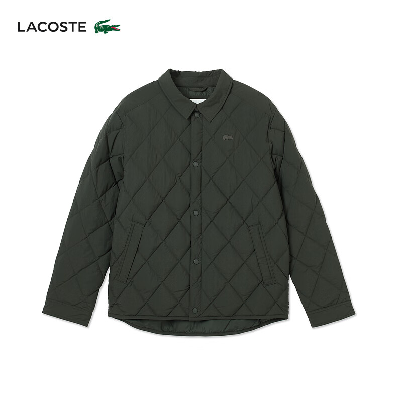 LACOSTE French crocodile men's 25 autumn and winter new shirt collar quilted goose down jacket | BH2540 L7A/brown green M 50