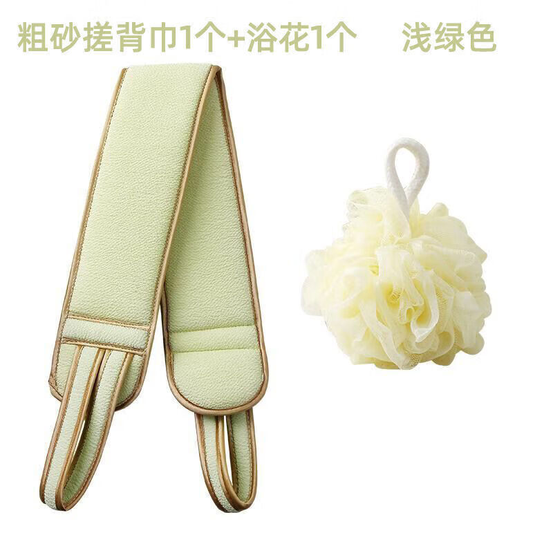 3-piece set of bath towels, coarse sand, double-sided back strips, powerful mud rub gloves to remove dead skin and rub back for adults, body rub and bath towel, blue, 3-piece set