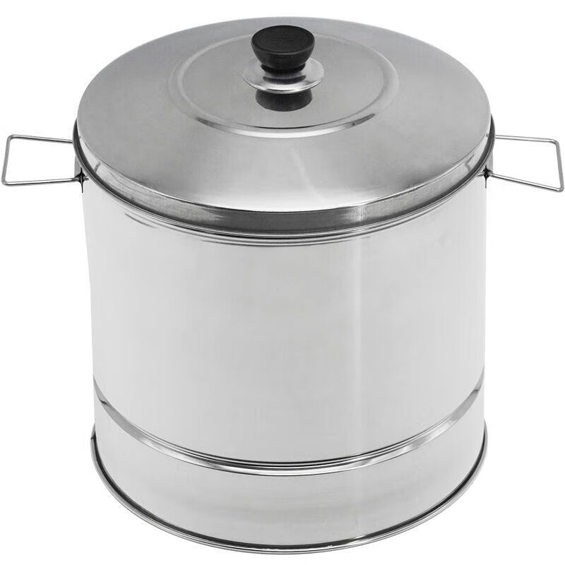 Meikejie old-fashioned stainless steel steaming rice bucket with lid for household and commercial large-capacity steaming glutinous rice artifact drain rice steamer steamer rice steaming bucket height 29 mouth diameter 28 (6 catties of rice 1cm