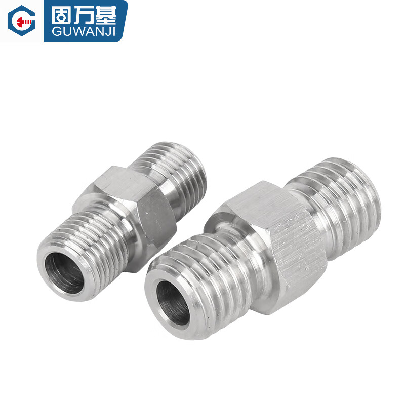 GUWANJI 304 stainless steel hexagonal external wire high-pressure thickened direct joint double-ended external thread reducer 2 points 4 points pair of wires 304 external wire G1/4 (1 piece)