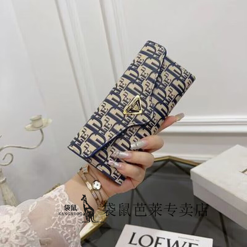 Kangaroo fashion letter print long women's folding wallet large capacity multi-card slot wallet women's folding wallet