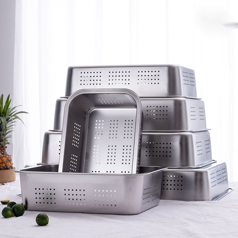 304 stainless steel square basin drain basket filter large mesh basin drain basket drain basin wash basin drip tray square box 45x35 double layer model (drainage 7cm + storage 10cm)