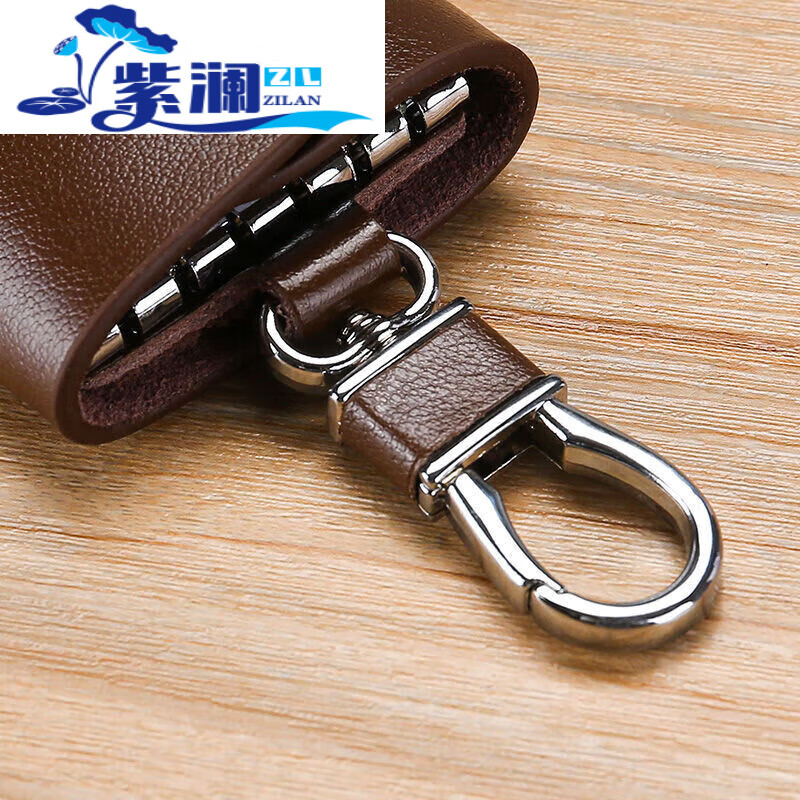 He Jian Gong Korean large-capacity multi-function key bag, men's and women's waist-hanging fashion key chain, simple - black