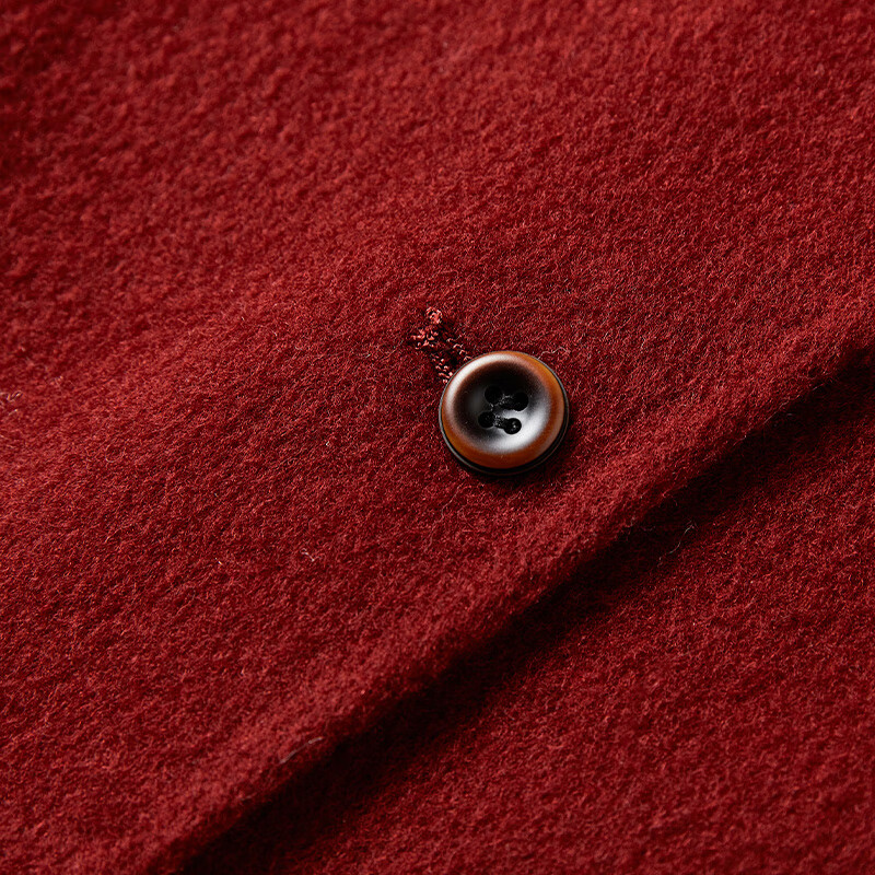 Xiangying cashmere + sheep wool hooded double-sided woolen coat for women 2025 winter new woolen red coat burgundy M 160/84A/95-110 catties