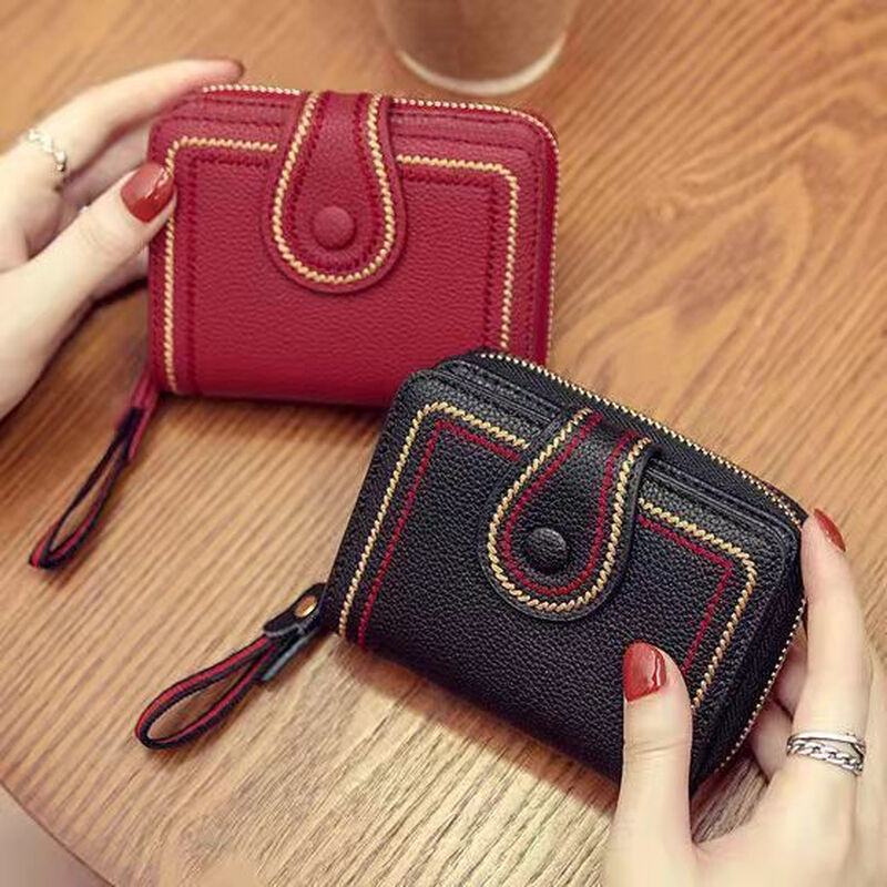 Ye Yu 2025 Trendy European and American Fashion Small Wallet Women's Genuine Leather Texture Anti-Theft Swipe Multi-Card Slot Card Holder Soft Leather Wallet Black Regular Edition