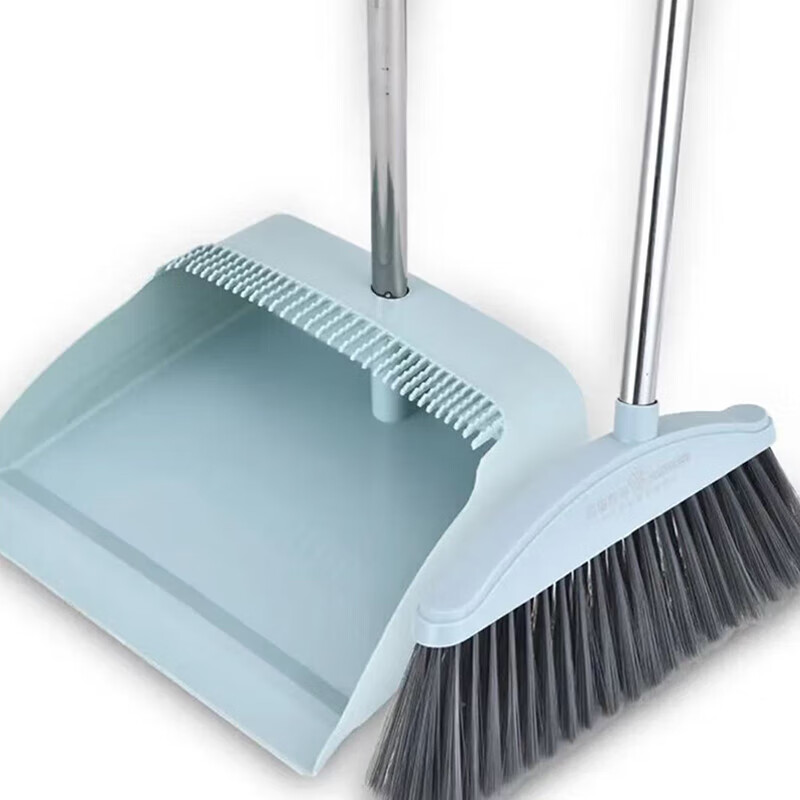 Kelibang Broom and Dustpan Set Factory Workshop Floor Cleaning Tools Outdoor Thickened and Durable Floor and Courtyard Sweeping Broom and Scraper Sky Blue Three-piece Set KB1135