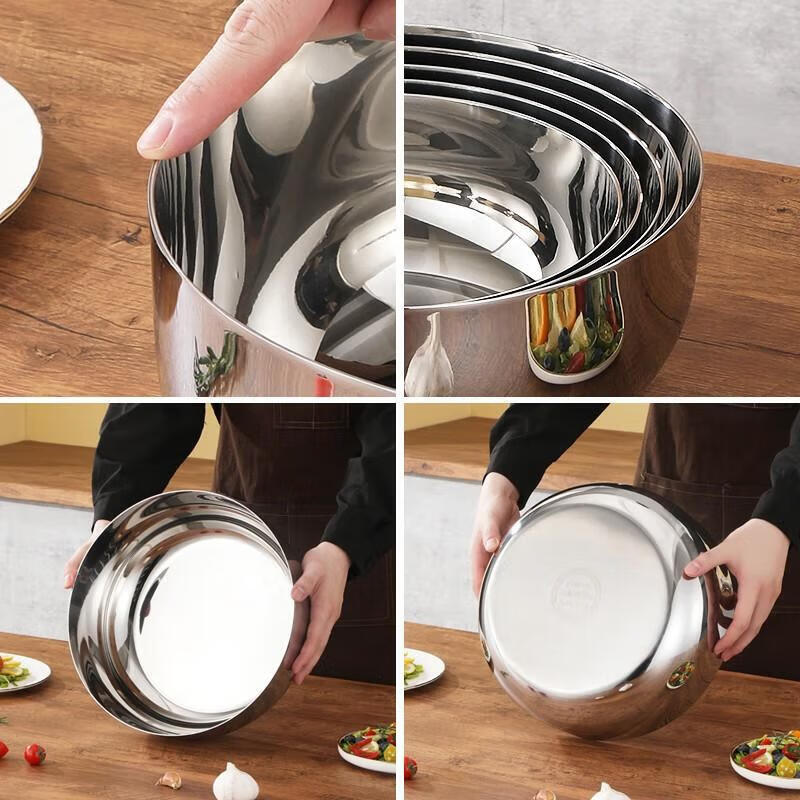 Hongzhijing selects German quality 316 stainless steel and deep kneading basin for home kitchen to beat eggs, wash vegetables and make noodles, 24cm deep and thickened medical grade 316 kneading basin