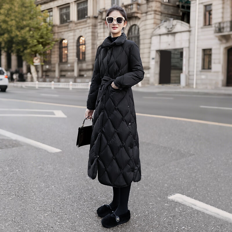 Sibaishe 90 velvet lapel down jacket women's 2025 winter new long-sleeved long over-the-knee casual jacket