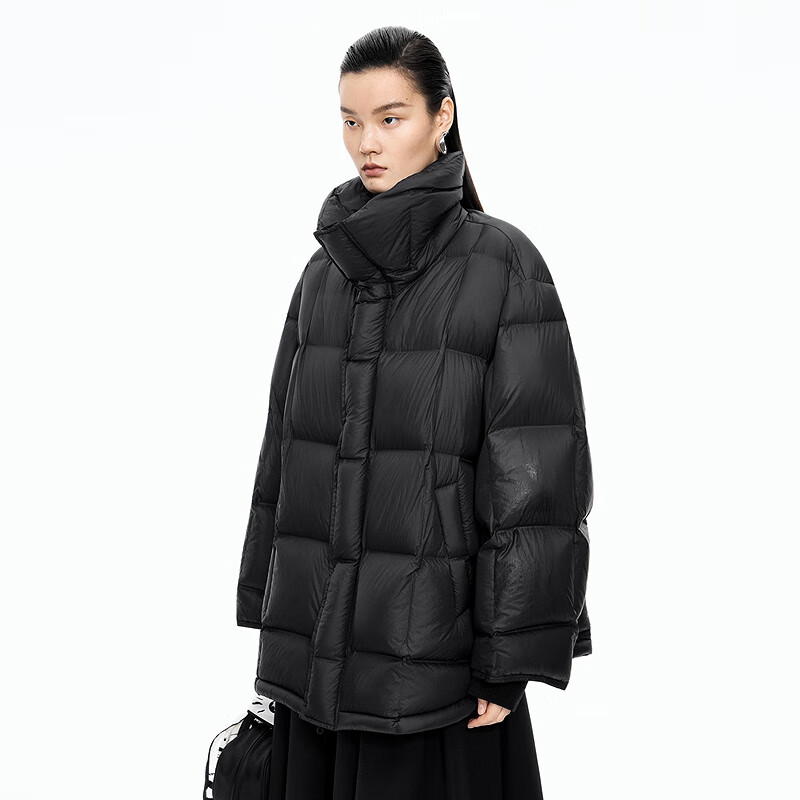 Jiangnan Buyi (JNBY) Heiqiao Xiaofang 25 New Winter Stand Collar Down Jacket Women's Seamless Tofu Block White Duck Down 5OAC1027A 001/Original Black XS