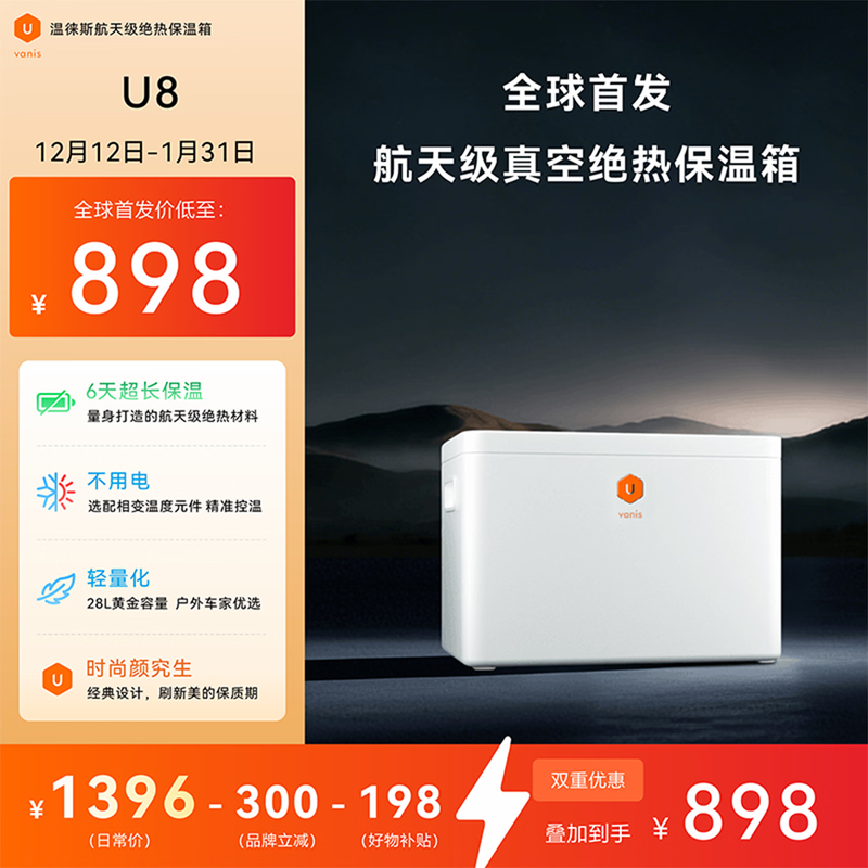 VANIS Aerospace Grade Vacuum Insulated Insulation Box U8 Yunli White No electricity needed 6 days extra long insulation for car and home use 28L