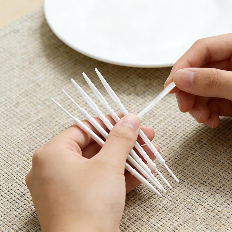 Jiamo disposable toothpick brush 300 pieces of dental floss plastic double-headed fish bone toothpick soft bristled tooth brush interdental brush